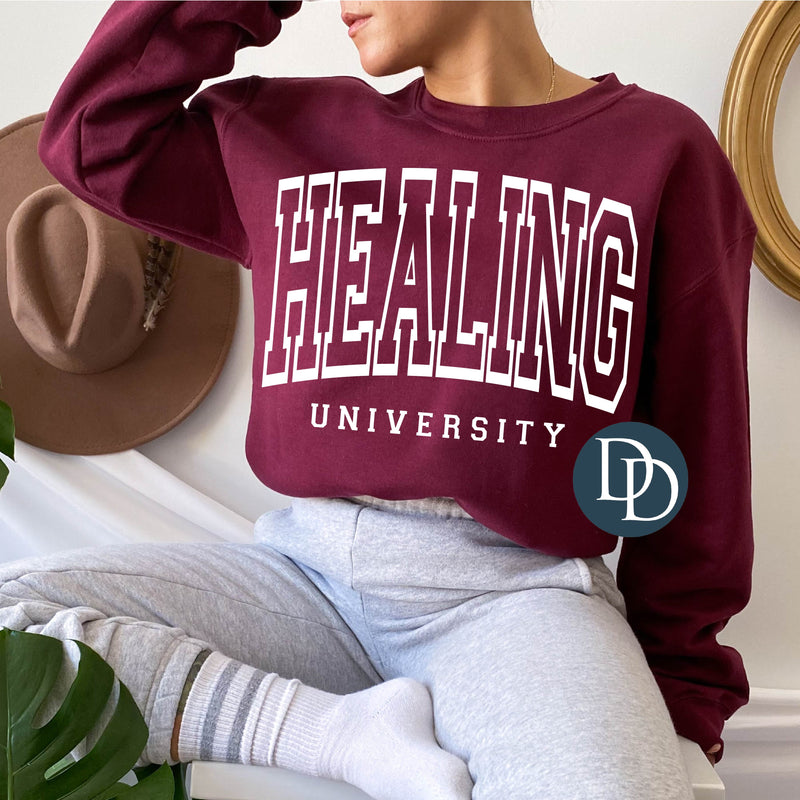 Oversized Healing University (White Ink) *Screen Print Transfer*