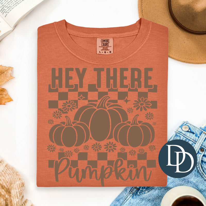 Hey There Pumpkin Checkers (Doe Brown Ink) *Screen Print Transfer*