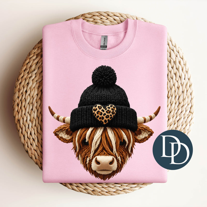 Highland Cow Beanie Faux Yarn *DTF Transfer*