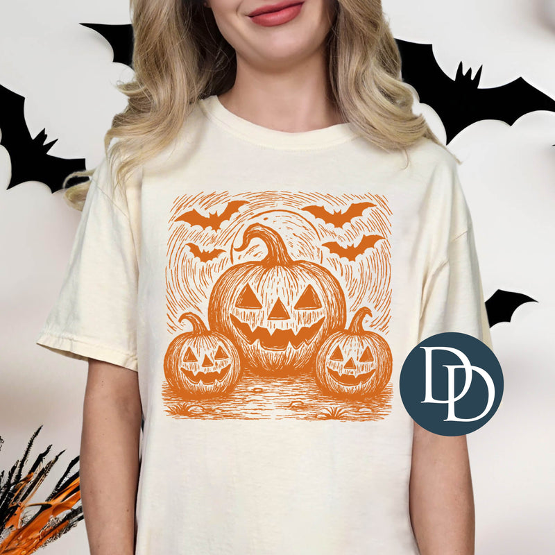 Horror Pumpkins Sketch *DTF Transfer*