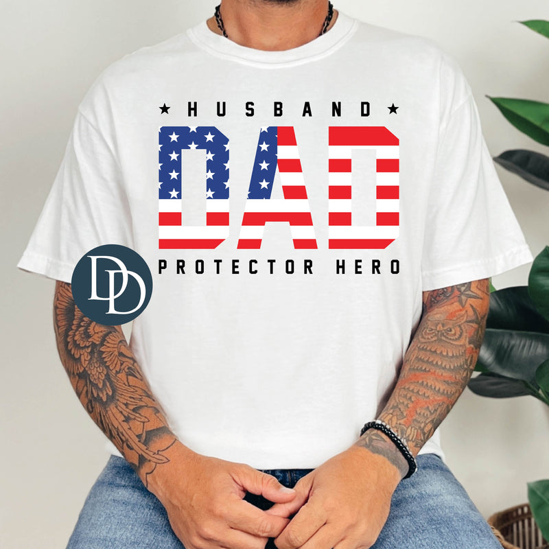 Husband Flag Dad Protector Hero *DTF Transfer*