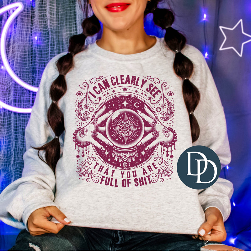 I Can Clearly See Crystal Ball (Burgundy Ink) *Screen Print Transfer*