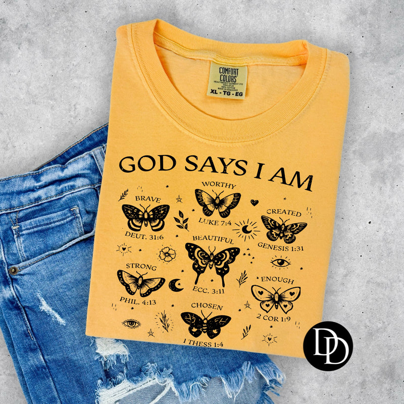 God Says I Am Butterflies (Black Ink) *Screen Print Transfer*