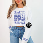 Mental Health Matters Collage With Sleeve Accents (Periwinkle Ink) - NOT RESTOCKING - *Screen Print Transfer*