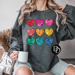 Sequin Colorful Hearts *DTF Transfer*