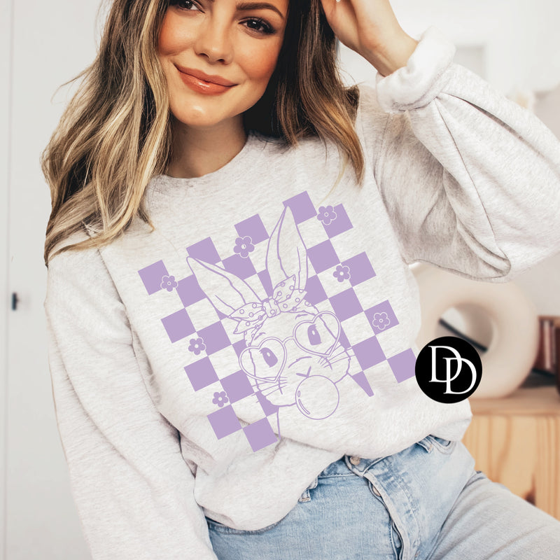 Blowing Bubble Easter Bunny (Lavender Ink) - NOT RESTOCKING - *Screen Print Transfer*