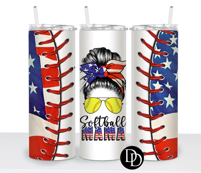 American Flag Softball Mama  *Sublimation Print Transfer*