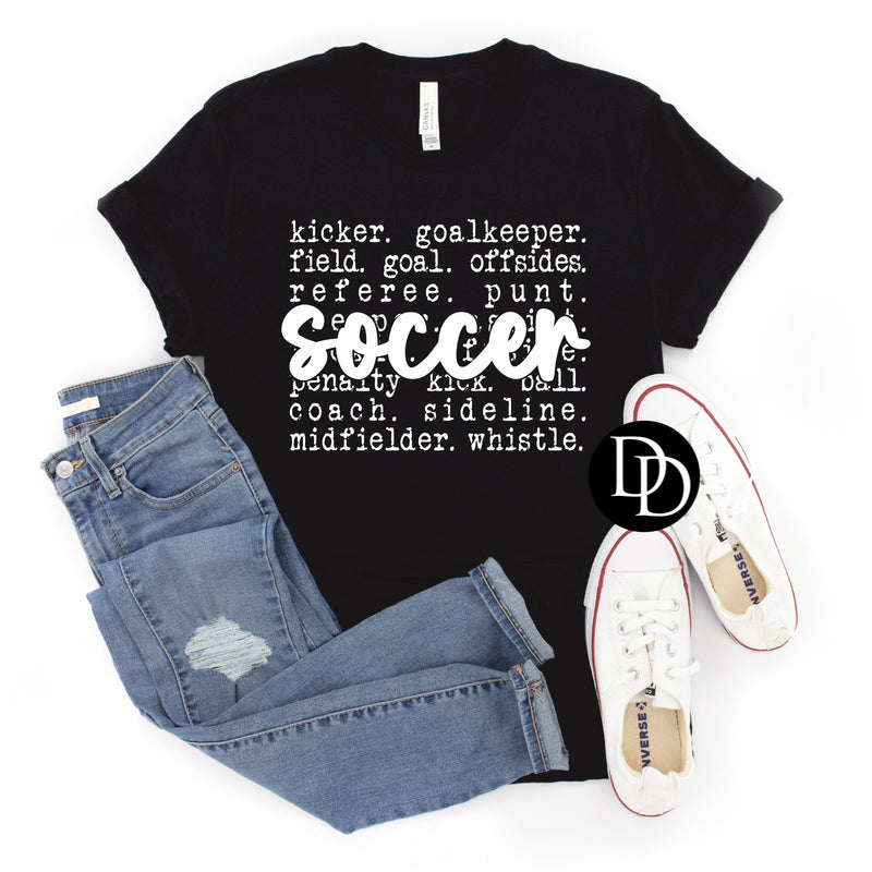 Soccer Words Oversized (White Ink) *Screen Print Transfer*