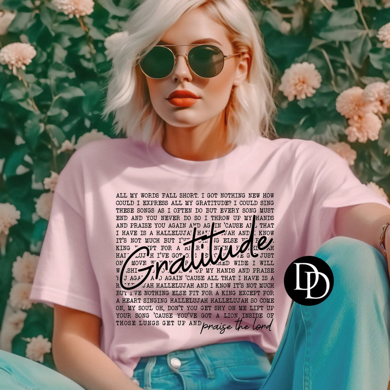 Gratitude Oversized (Black Ink)  *Screen Print Transfer*