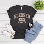 Oversized Blessed Mama With Sleeve Accent (Lt Tan Ink) *Screen Print Transfer*