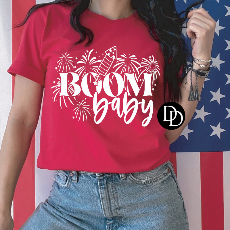 Boom Baby Fireworks (White Ink) *Screen Print Transfer*