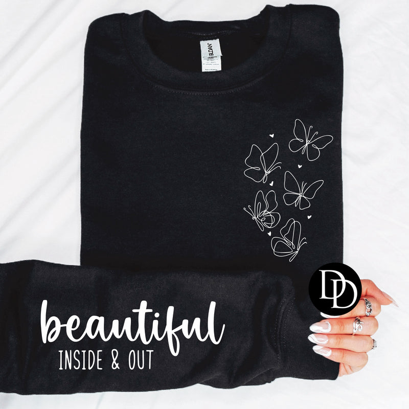 Beautiful Inside & Out With Pocket Accent (White Ink) - NOT RESTOCKING - *Screen Print Transfer*