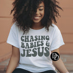 Chasing Babies & Jesus (Cool Grey Ink)*Screen Print Transfer*