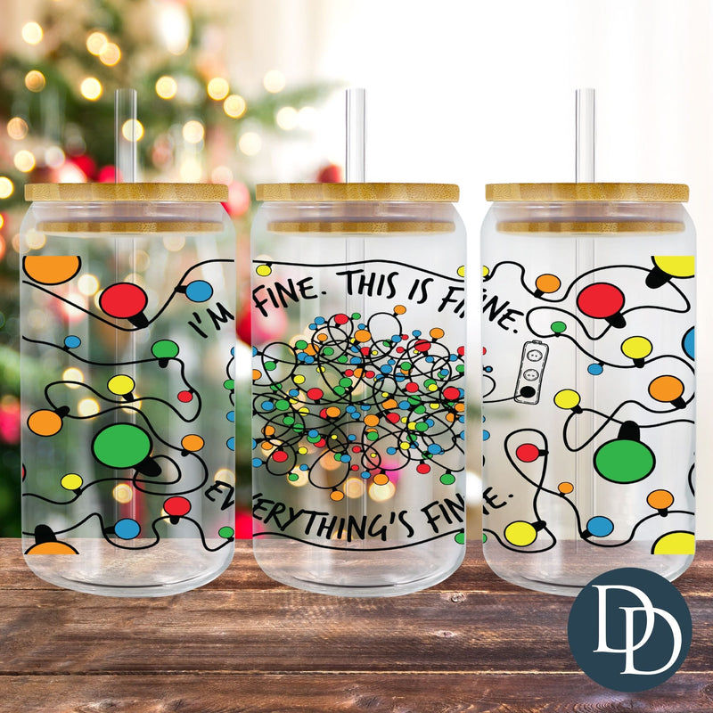 I'm Fine Christmas Lights UV DTF Cup Wrap