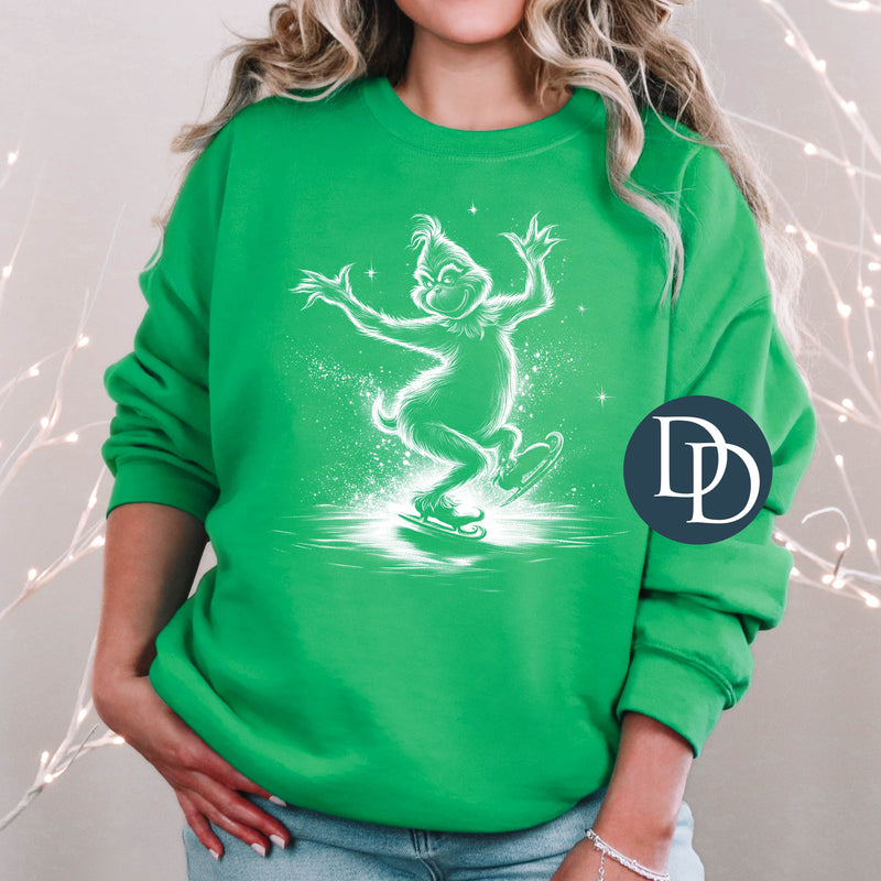 Ice Skating Grnch (White Ink) *Screen Print Transfer*