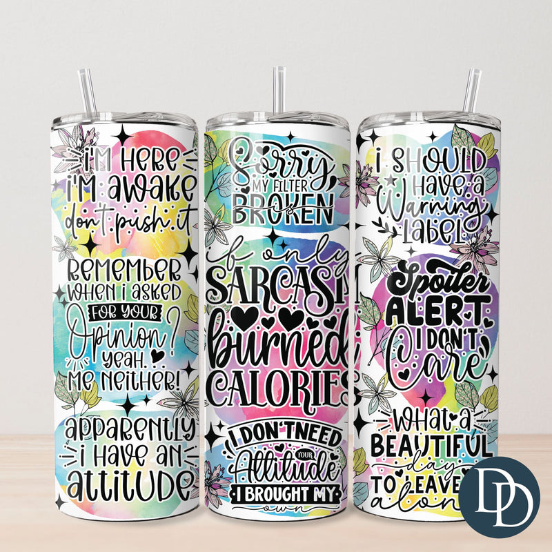 If Only Sarcasm Burned Calories Tumbler Print *Sublimation Print Transfer*