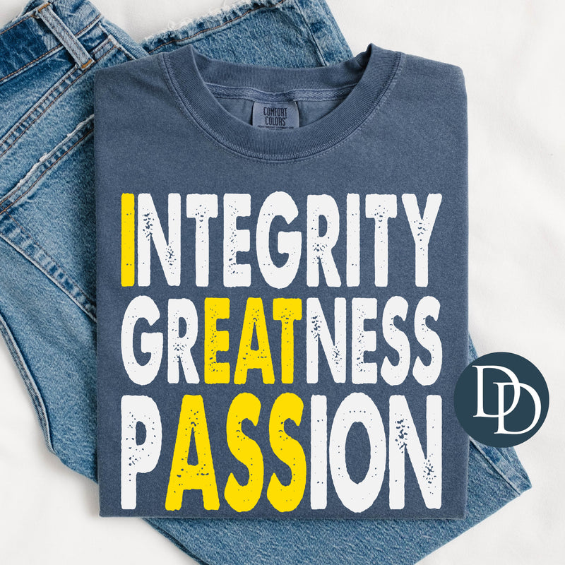 Integrity grEATness pASSion *DTF Transfer*