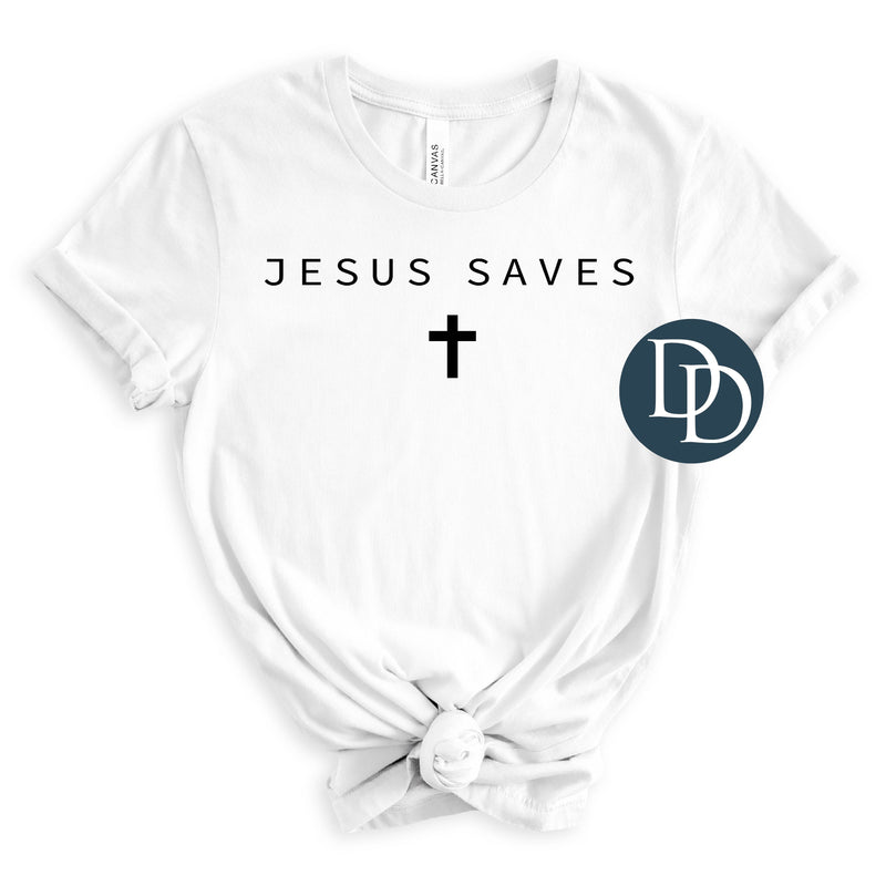 Jesus Saves Cross Black Ink *DTF Transfer*