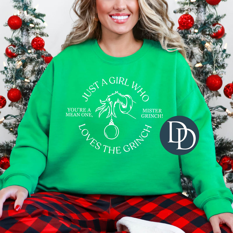 Just A Girl Who Loves The Grnch (White Ink) *Screen Print Transfer*