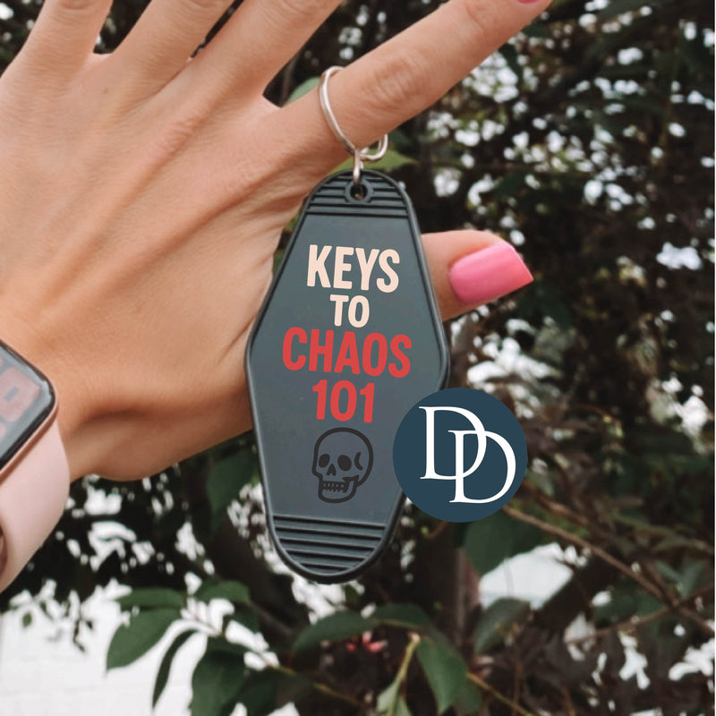 Keys To Chaos 101 Skull *Motel Keychain UV DTF Decal*
