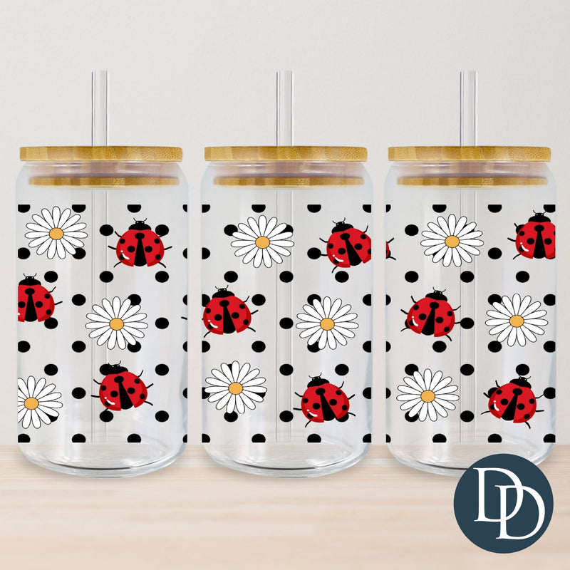 Lady Bug Spots And Daisies *UV DTF Cup Wrap*