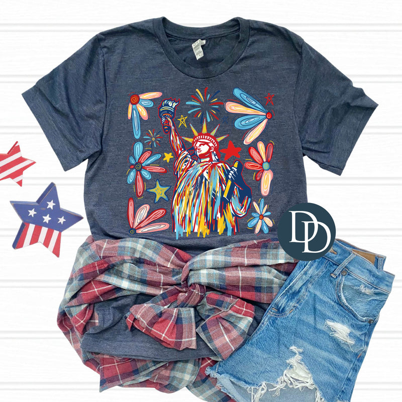 Lady Liberty Floral Bold Coloring *DTF Transfer*