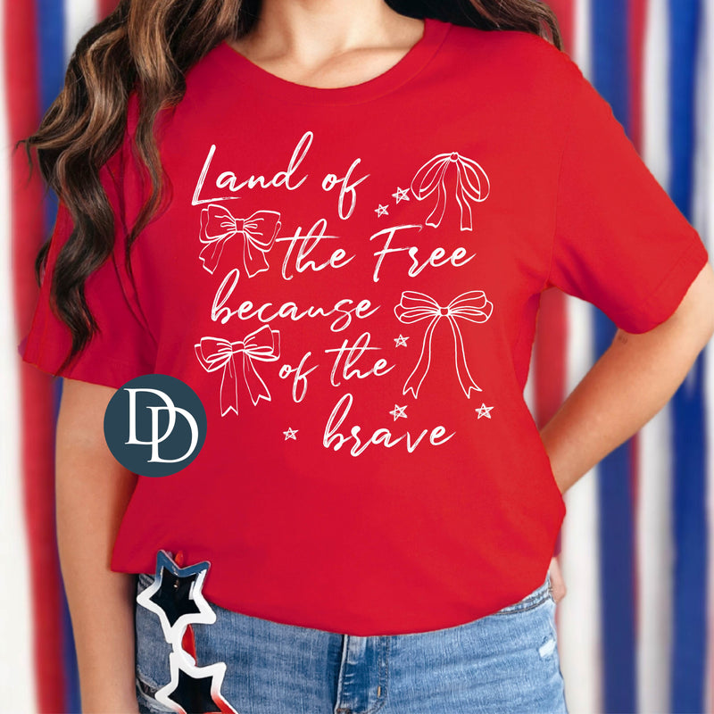 Land of the Free Brave Bow Star Collage (White Ink) *Screen Print Transfer*