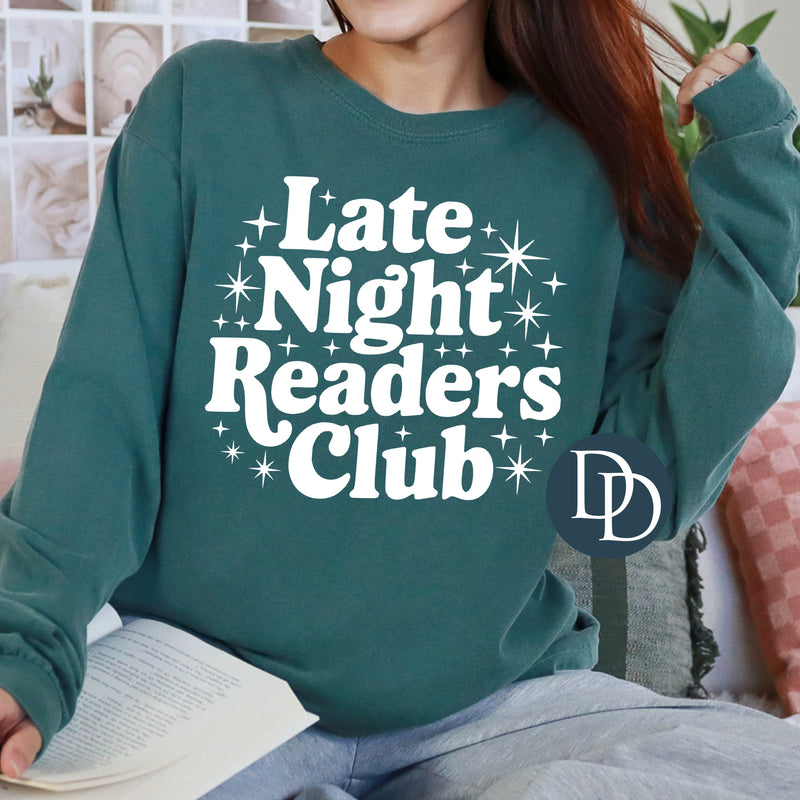 Late Night Readers Club (White Ink) *Screen Print Transfer*