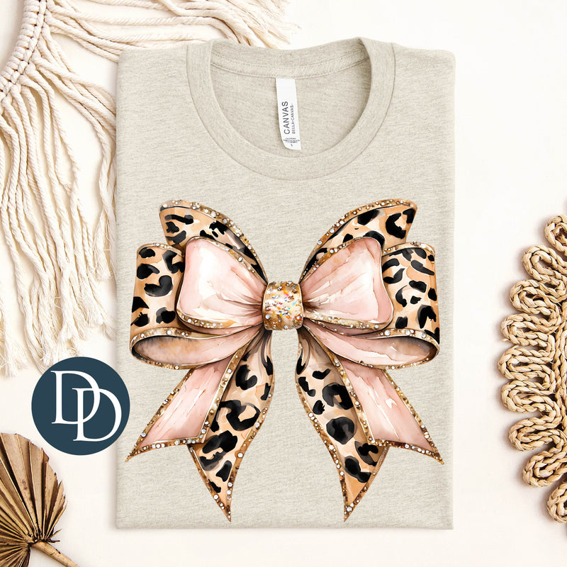 Leopard Neutral Faux Glam Bow *DTF Transfer*