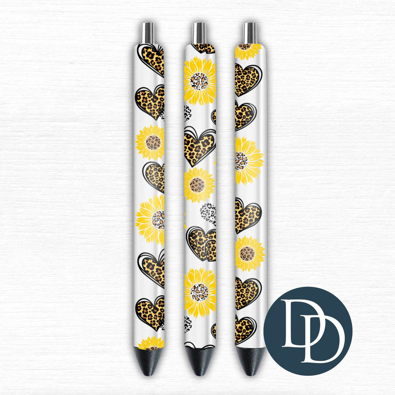 Leopard Sunflower Hearts - SET OF 2 *UV DTF Pen Wraps*