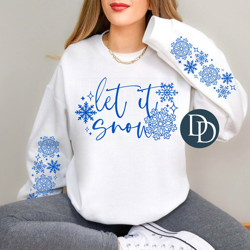 Let It Snow Snowflakes With Sleeve Accents *DTF Transfer*
