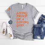 Living Proof Of A Loving God With Pocket Accent (Orange Ink) *Screen Print Transfer*