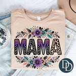 MAMA Black Brown Leopard Florals *DTF Transfer*