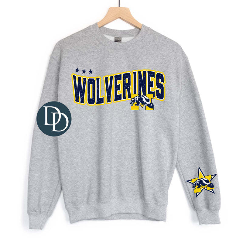MI Wolverine Wavy Stars With Sleeve Accent *DTF Transfer*