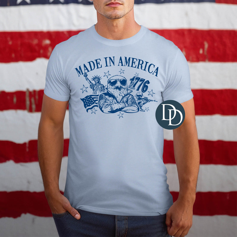 Made in America Cool Eagle Flag and Soldier (Navy Ink) *Screen Print Transfer*