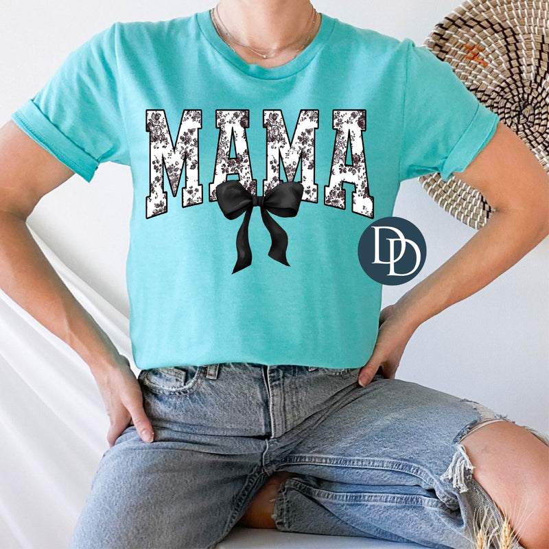 Mama Black Bow Flowers *DTF Transfer*