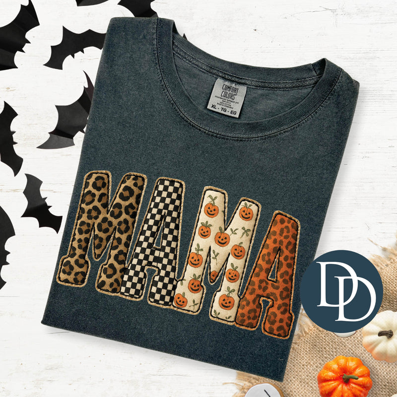 Mama Halloween Print Faux Embroidery *DTF Transfer*