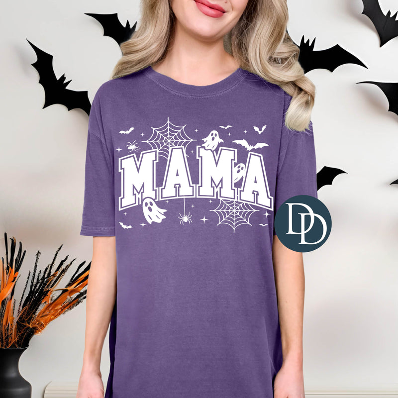 OVERSIZED Mama Spiderwebs And Ghosts (White Ink) *Screen Print Transfer*