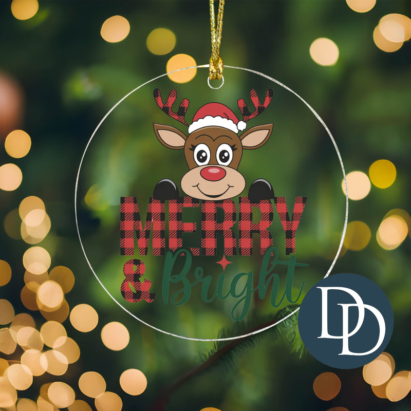 Merry And Bright Reindeer *UV DTF Ornament Decal*