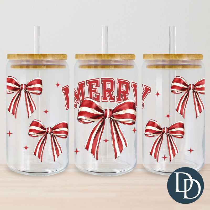 Merry Candy Cane Bows *UV DTF Cup Wrap*