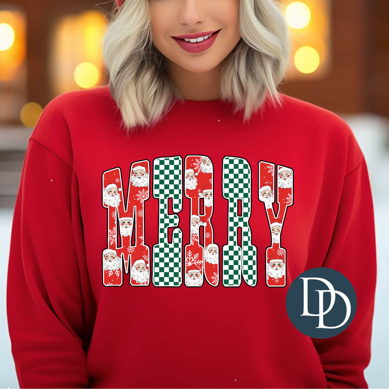 Merry Checkered Santa Letters *DTF Transfer*