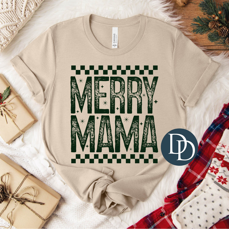 Merry Mama Distressed Checkered *DTF Transfer*