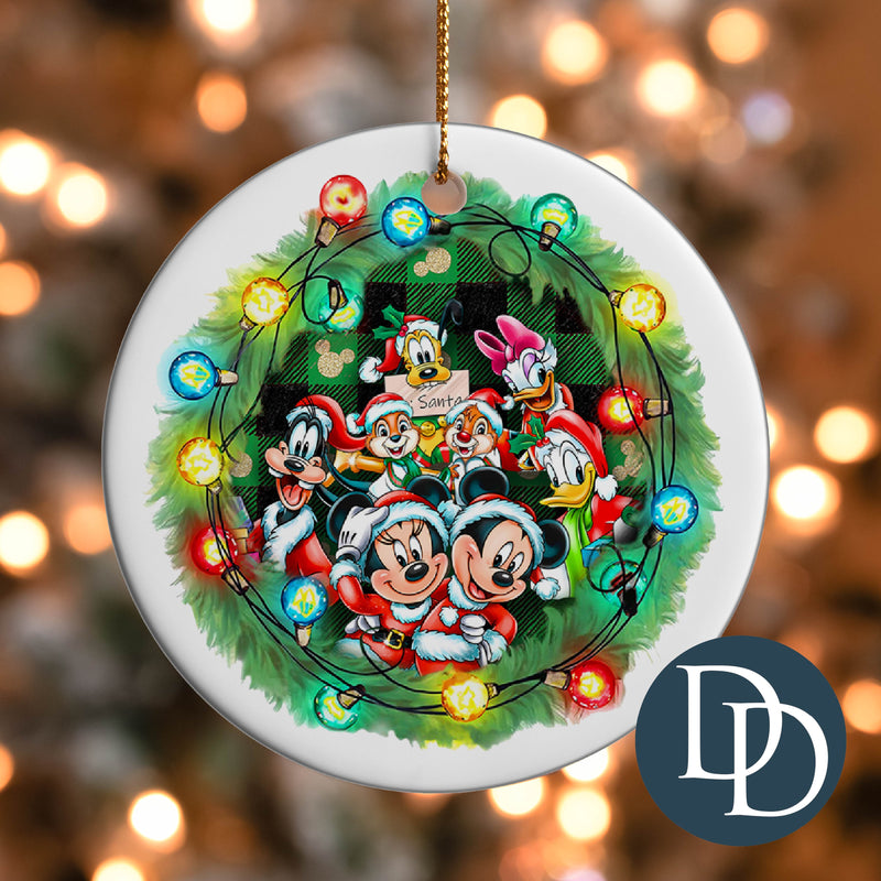 MickE Crew Plaid Christmas Light Wreath *UV DTF Ornament Decal*