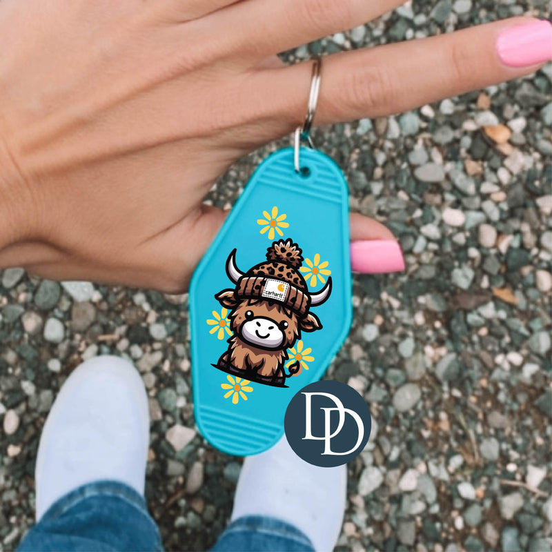 Moo Cow Beanie Flowers *Motel Keychain UV DTF Decal*