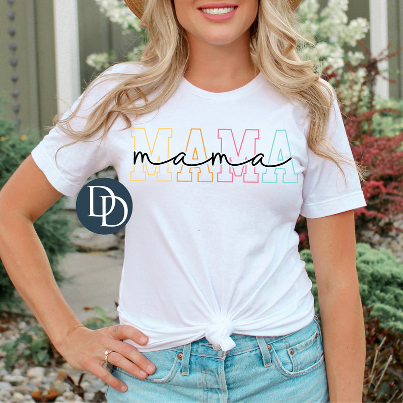 Multi Colored Mama Black Script *DTF Transfer*
