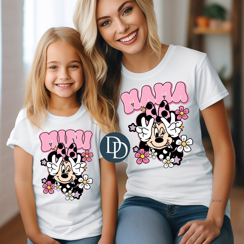 OVERSIZED MAMA Floral Mini Mouse *DTF Transfer*