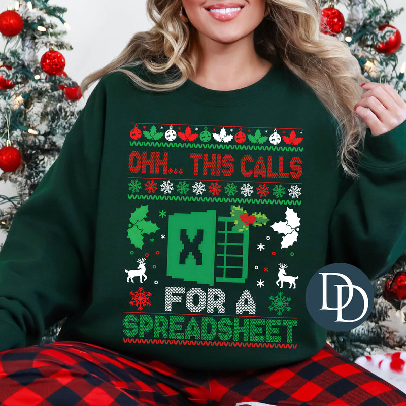 OVERSIZED Ohh This Calls For A Spreadsheet Ugly Christmas Sweater *DTF Transfer*