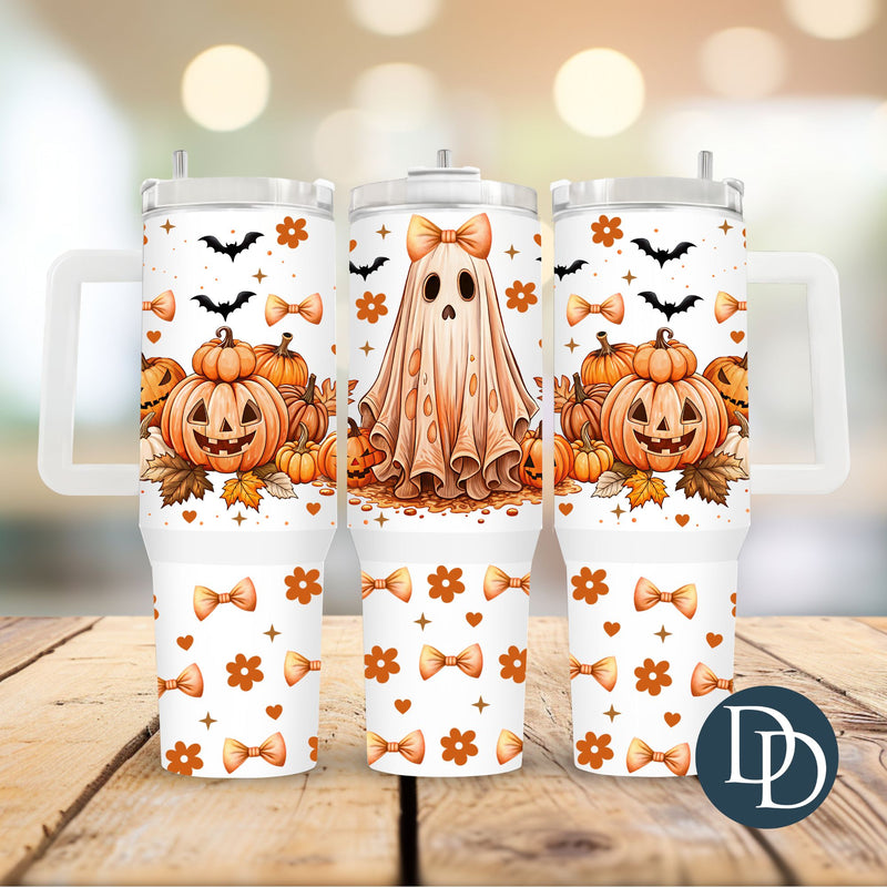 Orange Ghost Bows Coquette *UV DTF 40oz Tumbler Wrap*