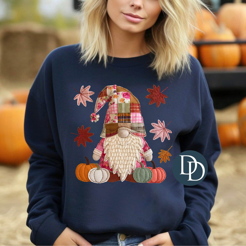 Patchwork Gnome Faux Embroidery *DTF Transfer*