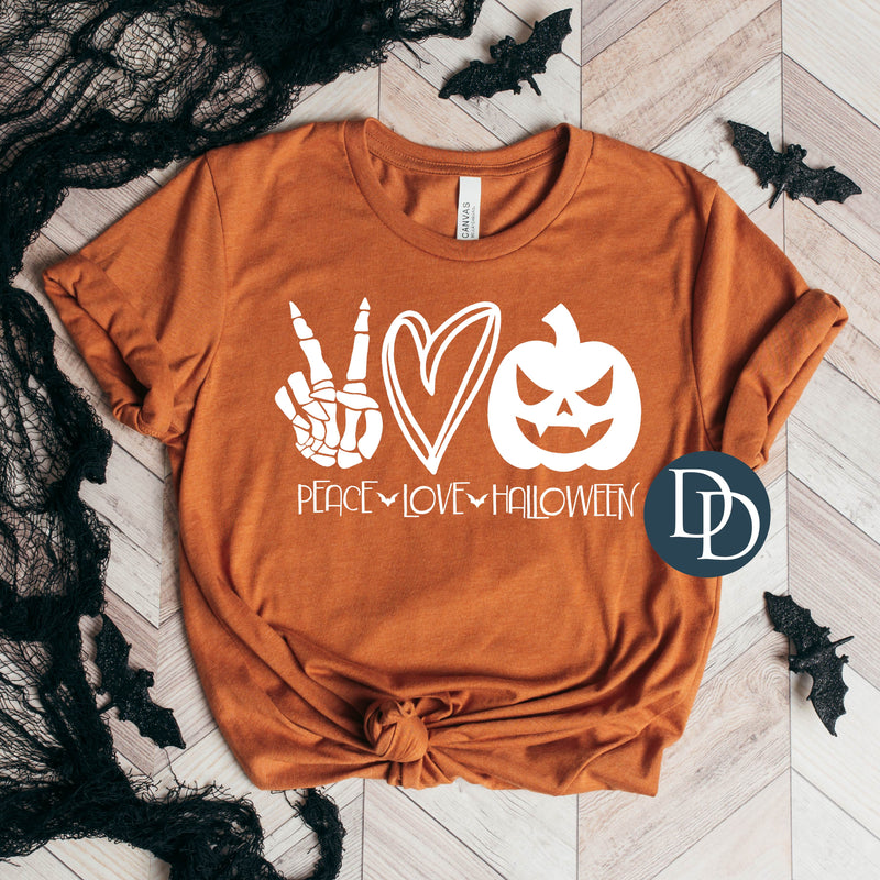Peace Love Halloween (White Ink) *Screen Print Transfer*